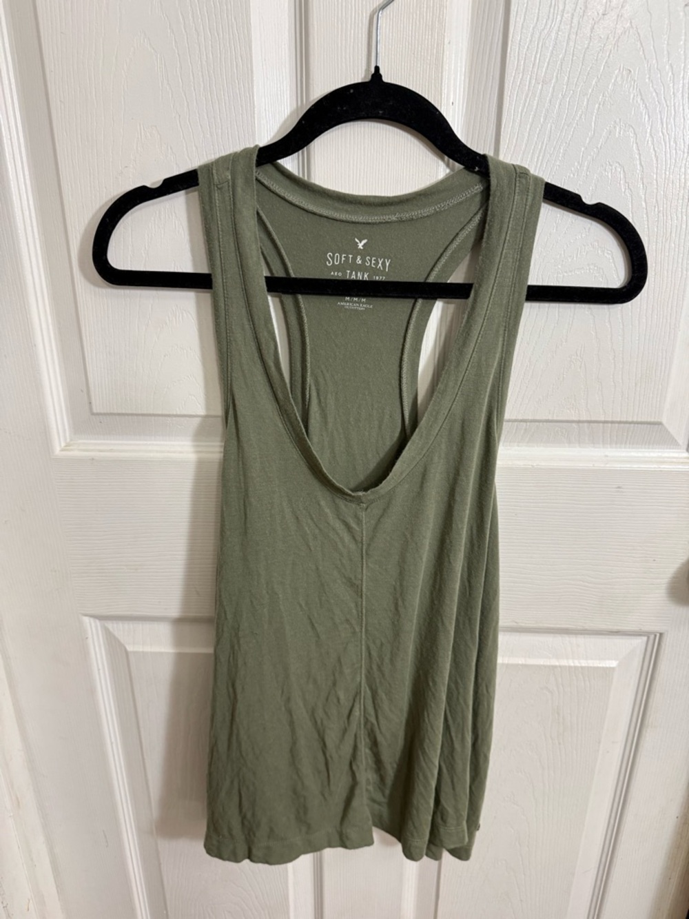 American Eagle Outfitters Olive Scoop Neck Racerback Tank